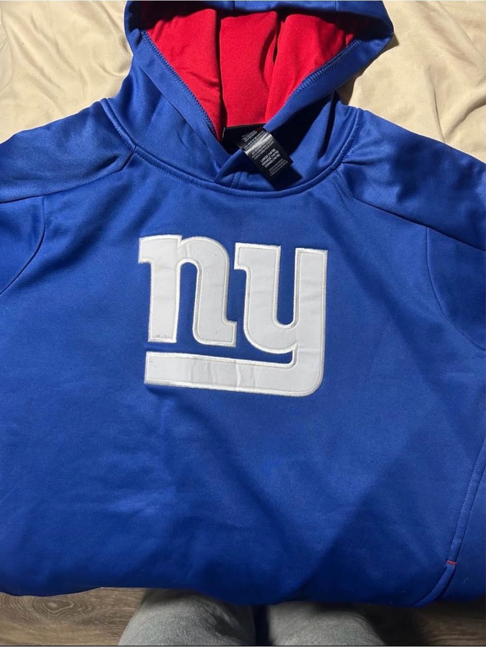 Blue & Red Kids Hoodie with White 'ny' Logo - Youth NFL Style